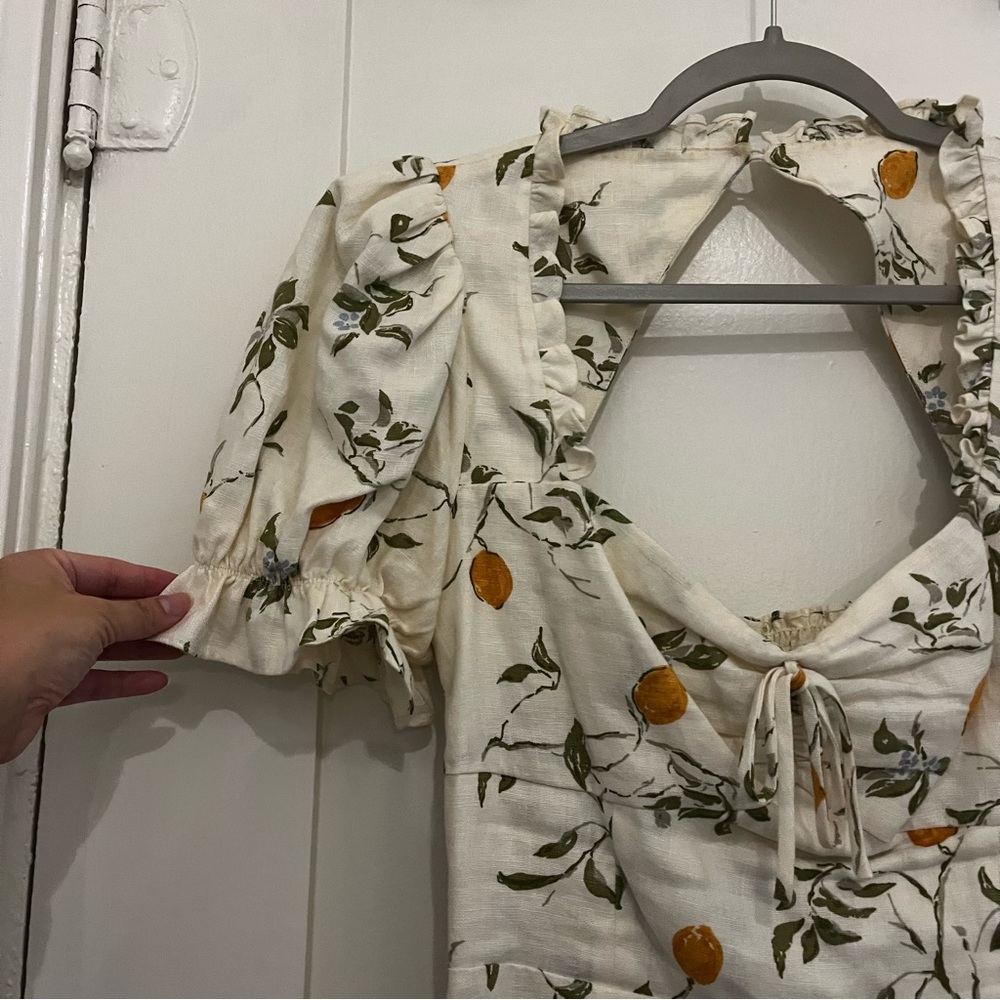 NWT! Reformation "Easton" Mini Dress in Citron (Lemon) - Size 4 (Small) - Picture 6 of 13